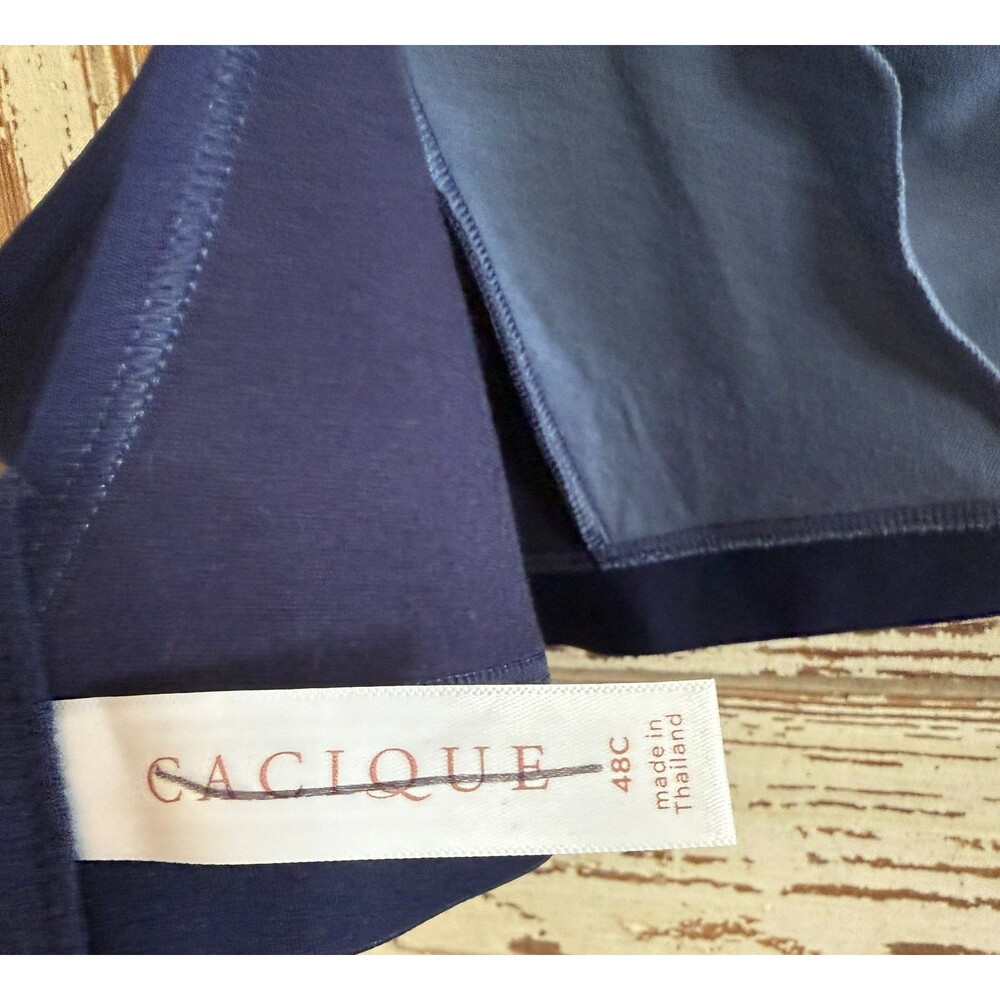 Cacique Full Coverage Cotton Blend Unlined No Wire Bra - Navy - Size 48 C - Picture 4 of 5